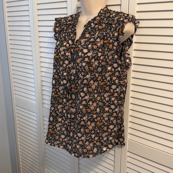 LOFT SLEEVELESS PRINT BLOUSE EUC - Picture 3 of 5